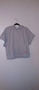 Juicy Couture graues kurzärmliges kurzärmliges bauchfreies Damen-Sweatshirt mit Kapuze - Bild 1 von 7