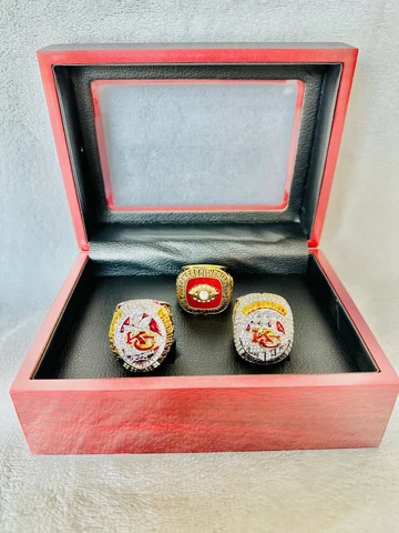 3 PCS Chiefs Ring Kansas City Chiefs Complete Super Bowl Ring Set W box, US SHIP Cover