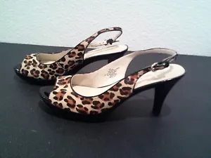 Nine West Damen-Slingback offene Zehenpartie 3,5"-Absatz Leopard Größe 8 - Bild 1 von 7