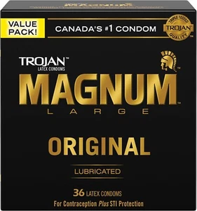 TROJAN Magnum XL Lubricated Latex Condoms, Large Condoms, 36 Count - Picture 1 of 2