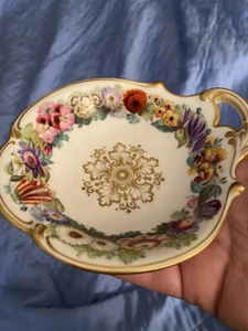 RARO ANTICO PIATTO SPILLA floreale primi 19c inglese tutto dipinto a mano con manico-A+++ - Foto 1 di 6