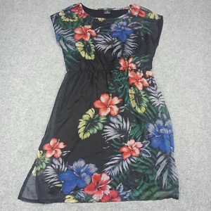 Madeleine Damen Kleid Größe 38 - M UK 12 Chiffon Schwarz Blumen Viskose - Bild 1 von 14