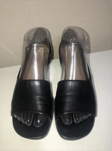 Life Stride Black Leather D’Orsy Wedge Open Toe Slip-on Casual Shoe Women’s Sz 9 - Picture 1 of 16