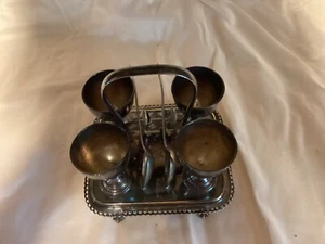 Potter Sheffields Silverplated Egg Cups Cruet 9-PCS Set - Picture 1 of 8