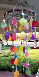 CAPIZ SHELL WINDCHIMES MIXED CAPIZ CHIMES MIXED COLORS - Picture 1 of 4