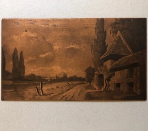 Matrice de gravure au vernis mou — paysage méditerranéen — 33 X 18,8 cm. - Picture 1 of 6