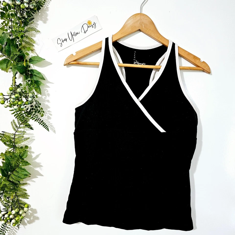 Allegro By Capezio Womens Dance Black & White Tank Top Sz L Built in Bra~TT11.5 - Image 1 of 4