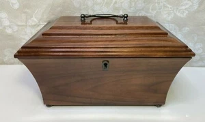 Vtg Decorative Casket Form Jewelry Case made of Black Walnut (#2 of 2) - Picture 1 of 10