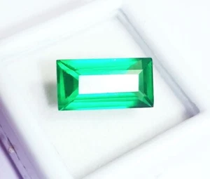 Baguette Shape 7.40 Ct Green Garnet Certified Loose Gemstone With Free Gift - Picture 1 of 6