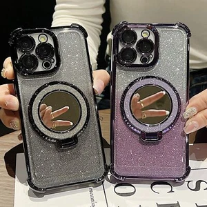 For iPhone 16 Pro Max 15 14 13 12 11 Shockproof Stand Case Bling Mag Safe Cover - Picture 1 of 35