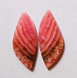 62.35 Cts Natural Rhodochrosite Drilled Cabochon Match Pair Gemstone 41X17MM - Picture 1 of 3