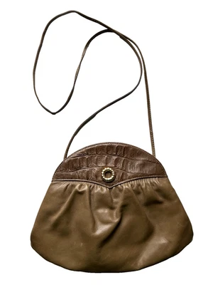 Bolso cruzado pequeño de cuero marrón tostado JAEGER vintage hecho en Italia en muy buena condición raro Foto 1 de 4