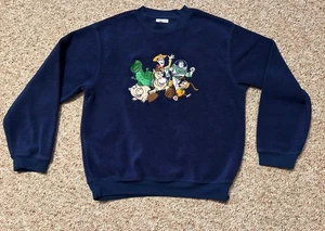 DISNEY STORE Kids Large Toy Story Sweatshirt Y2K Blue Embroidered Fleece - Picture 1 of 4