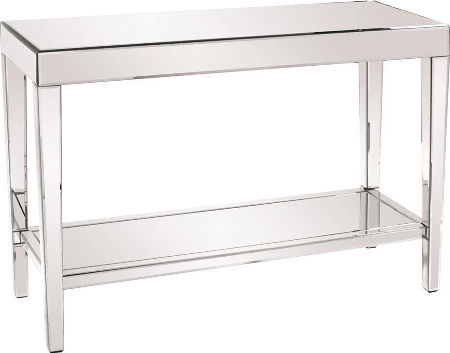Contemporary Mirrored Console Table with Shelf - Image 1 of 4