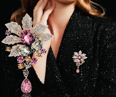 Elegante Broche de Cristal Vintage, Joyería de Regalo Estilo Palacio Asequible con Caja Foto 1 de 4