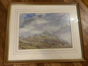Hound Tor Watercolour By John Little Dartmoor 1992 Vintage 17”x20” - Picture 1 of 7