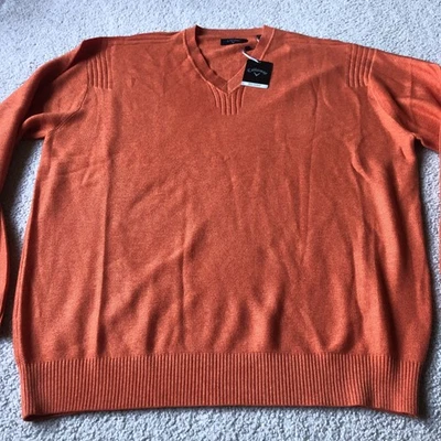 NWT Callaway Sweater Mens XXL Golden Poppy Orange Golf Acrylic Wool Blend Knit - Image 1 of 4