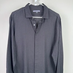Camicia uomo John Varvatos manica lunga nera fantasia bottoni taglia large - Foto 1 di 6