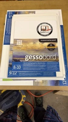 Gesso Wood Painting Panel ClayBoard lot of assorted sizes 9 panels total - Image 1 of 4