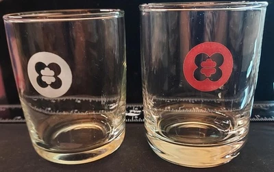 ++Deal of 2++ Hyatt Hotel Red and Clear 'Bug' Logo (1971-1990) Drinking Glasses - Image 1 of 4
