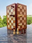 12" Inch Indian Handmade Magnetic Folding Sheesham Wooden Chess Board With Coins