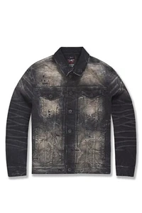 New Men's Jordan Craig Amsterdam Denim Trucker Jacket (Monochrome) Size Medium - Picture 1 of 2