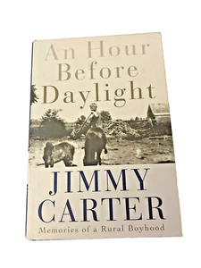 Signed Jimmy Carter An Hour Before Daylight First Ed HCDJ And Library Ticket - Picture 1 of 19