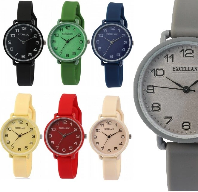 Damen Frauen Uhr modisch Silikon poppig Blau Rot Grün Bunt sport lässig 1903 NEU - Bild 1 von 1