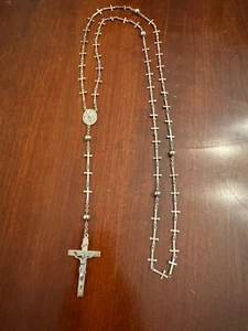 30 Zoll Glaubensbekenntnis alle Sterling Rosenkranz mit Mini Kreuz Perlen und schönem Kreuz - Bild 1 von 12