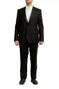 Versace Collection Tuta Uomo Nera 100% Lana Due Bottoni US 44 IT 54 - Foto 1 di 13