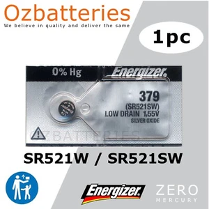 1PC ENERGIZER SR521SW SR521W 379 / 1.55V Watch Batteries - Silver Oxide - Picture 1 of 3