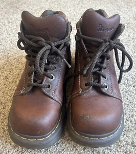 VTG Dr Martens Chunky Boots Womens Sz 8 8542 Platform Brown Leather Grunge 90s - Picture 1 of 8