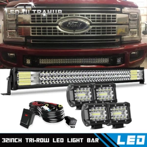 Tri-Row 30/32inch LED Work Light Bar Fit 4WD 2WD Ford F-350 F-250 Super Duty - Picture 1 of 12