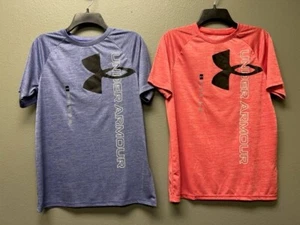 NEW-BOYS UNDER ARMOUR TECH SPLIT LOGO HYBRID TEE, BLUE or RED, ASST SIZE $20.00 - Picture 1 of 16