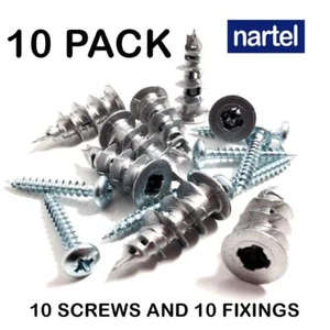 10 x PLASTERBOARD FIXINGS SELF DRILL CAVITY WALL SPEED ANCHOR PLUGS WITH SCREWS - Picture 1 of 2