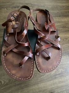 Camel Leather Slide Sandals Women size 8 - Picture 1 of 7