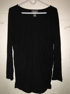 MOTTO Your Style Mantra Women's 1X L/S Black Rayon Ruched Blouse A437 - Picture 1 of 1