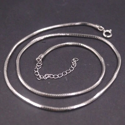 Collar de ajuste de serpiente de 2 mm de cadena de plata esterlina 925 sólida real para mujer 11 g Foto 1 de 4