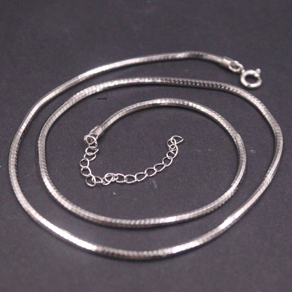 Collar de ajuste de serpiente de 2 mm de cadena de plata esterlina 925 sólida real para mujer 11 g Foto 1 de 4