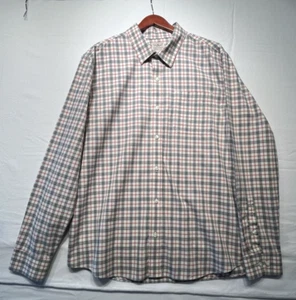 LL Bean Shirt Mens Large Red Blue Checked #513829 Slightly Fitted Long Sleeve - Picture 1 of 10