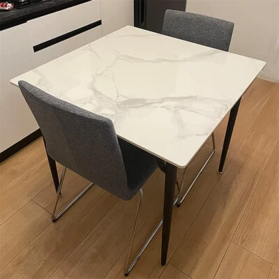 Restaurant Layered Marble Dining Table Coffee Table with Solid Carbon Steel Base - Image 1 of 4