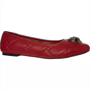 KURT GEIGER Emmy Quilted Leather Ballerina Flats - Red - UK 7/EU 40 - £129 - Picture 1 of 6