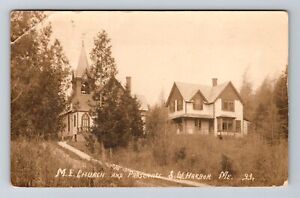 Southwest Harbor ME-Maine RPPC, M.E. Church & Parsonage, Real Photo Postcard