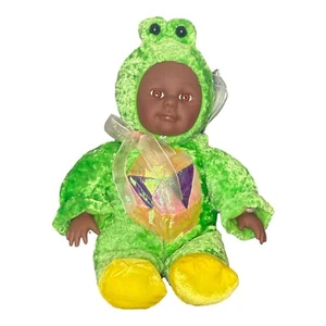 Zuckerhut Kostüm Kinder 14 Zoll braun schwarz Baby Puppe bernsteinfarbene Augen grüner Frosch neu - Bild 1 von 6