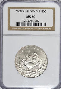 2008-S BALD EAGLE COMMEMORATIVE HALF DOLLAR 50 CENTS ~ NGC MS70! - Picture 1 of 2