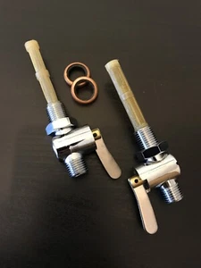 X2 1/4" x 1/4" EIN AUS BENZINHÄHNE & UNTERLEGSCHEIBEN TRIUMPH NORTON BSA CLASSIC BIKE - Bild 1 von 1