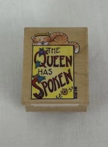 Sello de goma montado en madera All Night Media “The Queen Has Spoken” Cat Crown 843D - Imagen 1 de 5