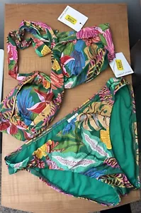 Gibson Latimer For Dillards Tropical Bandeau Halter Bikini Large NWT BEAUTIFUL - Picture 1 of 5