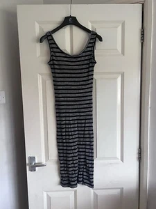 Atmosphere Primark Midi Stripped Black & White Dress Holiday Beach Cotton Size 8 - Picture 1 of 9