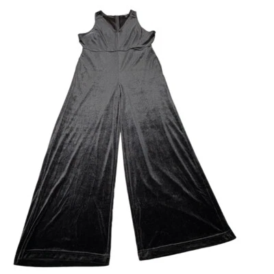 Simply Vera Vera Wang Jumpsuit Womens M Black Velvet Sleeveless Wideleg Party - Image 1 of 4